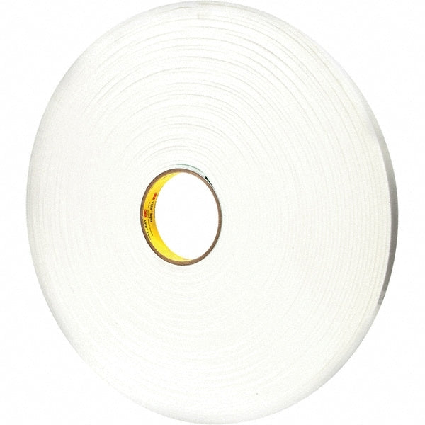 White Double-Sided Acrylic Foam Tape: 3/4" Wide, 36 yd Long, 120 mil Thick, Acrylic Adhesive