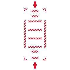 Adhesive Backed Floor Signs; Message Type: Traffic Control; Message/Graphic: Graphic Only; Message or Graphic: Graphic Only; Legend: Arrow Graphic; Material: Vinyl; Legend Color: Red; Color: Red, White; Shape: Rectangle