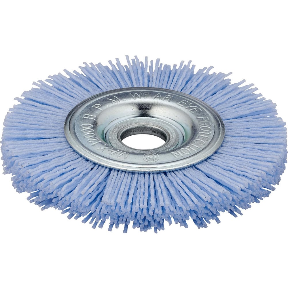 Wheel Brush: 6" Wheel Dia, 1/2" Face Width, 0.0280" Wire Dia, Crimped