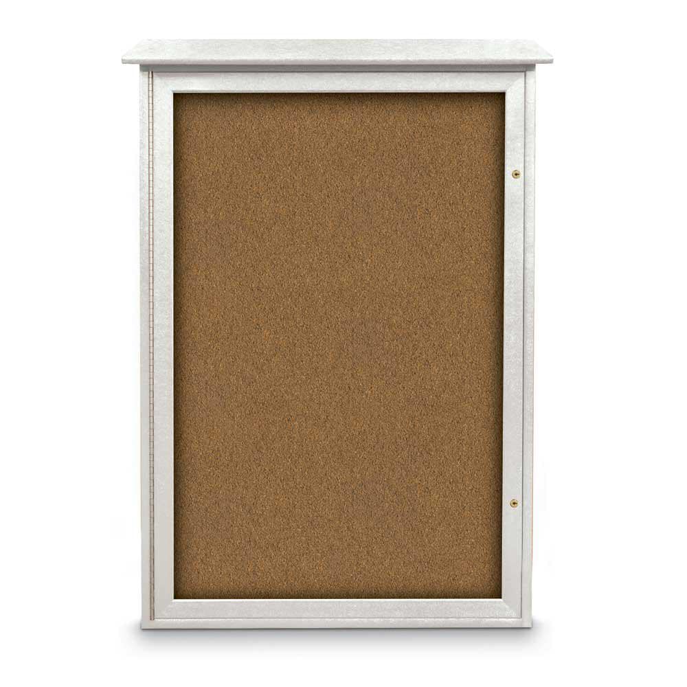 Enclosed Bulletin Board: 48" Wide, 32" High, Cork, Tan