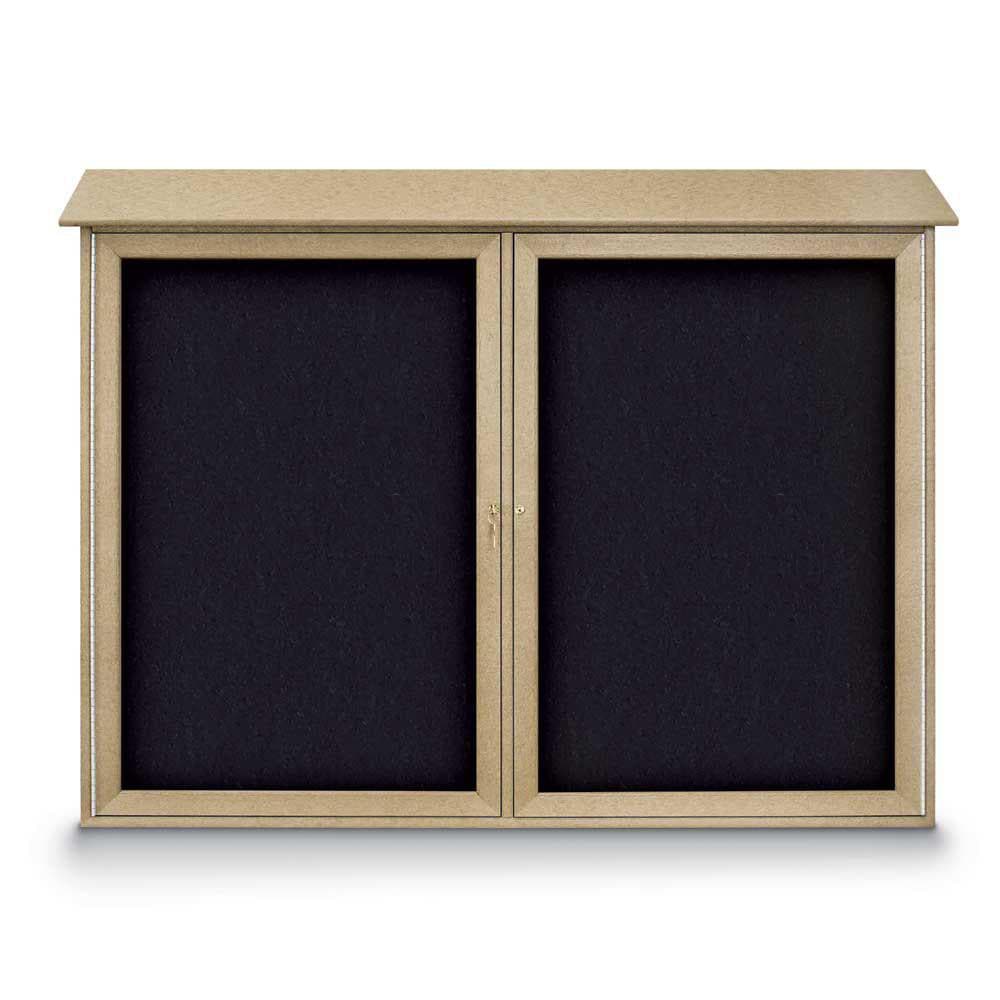 Enclosed Recycled Rubber Bulletin Board: 52" Wide, 40" High, Rubber, Black