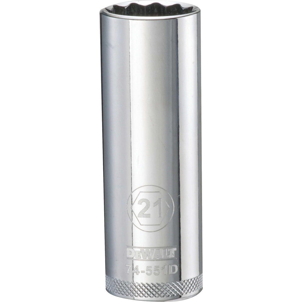 Deep Hand Socket: 1/2" Drive, 21.00 mm Socket, 12-Point