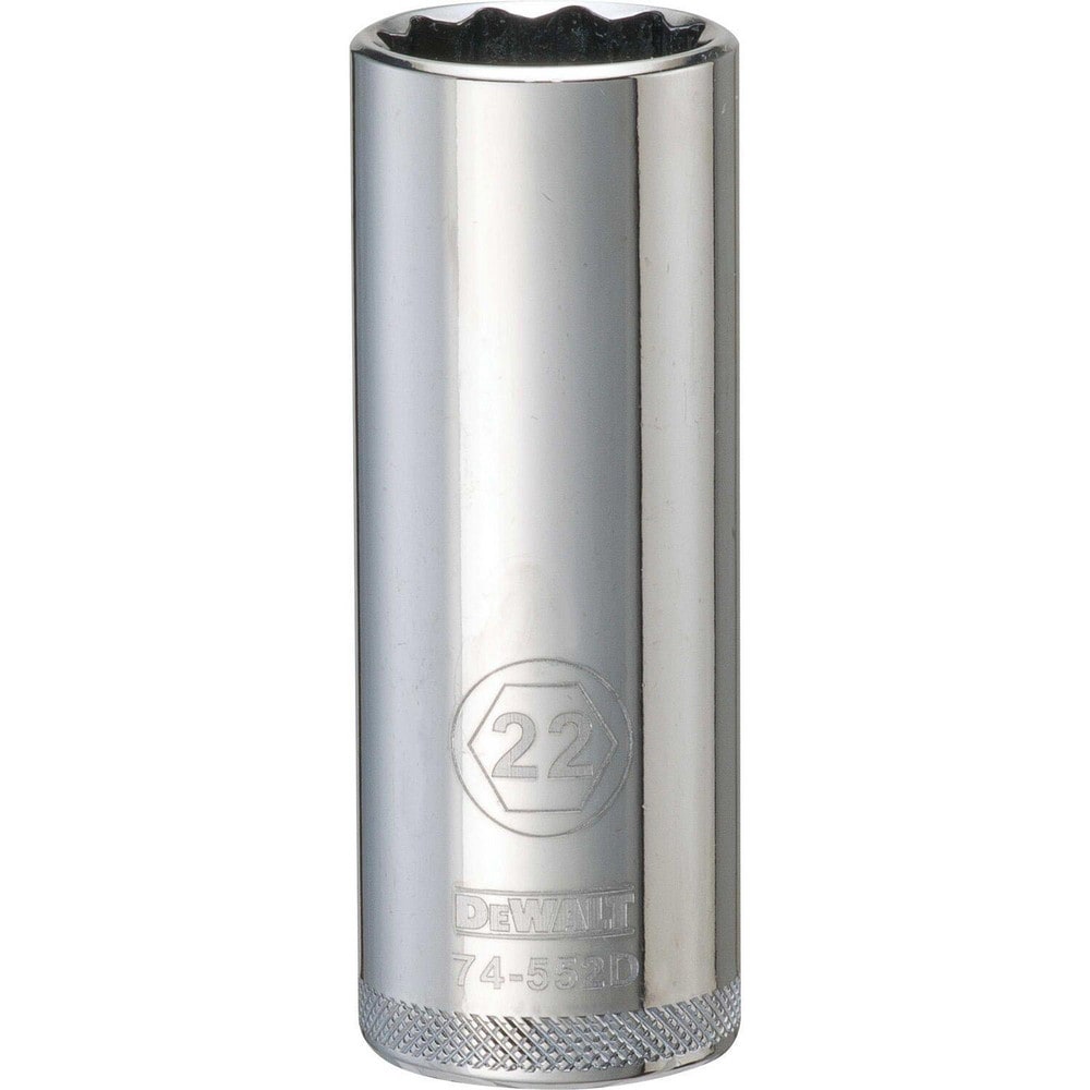 Deep Hand Socket: 1/2" Drive, 22.00 mm Socket, 12-Point