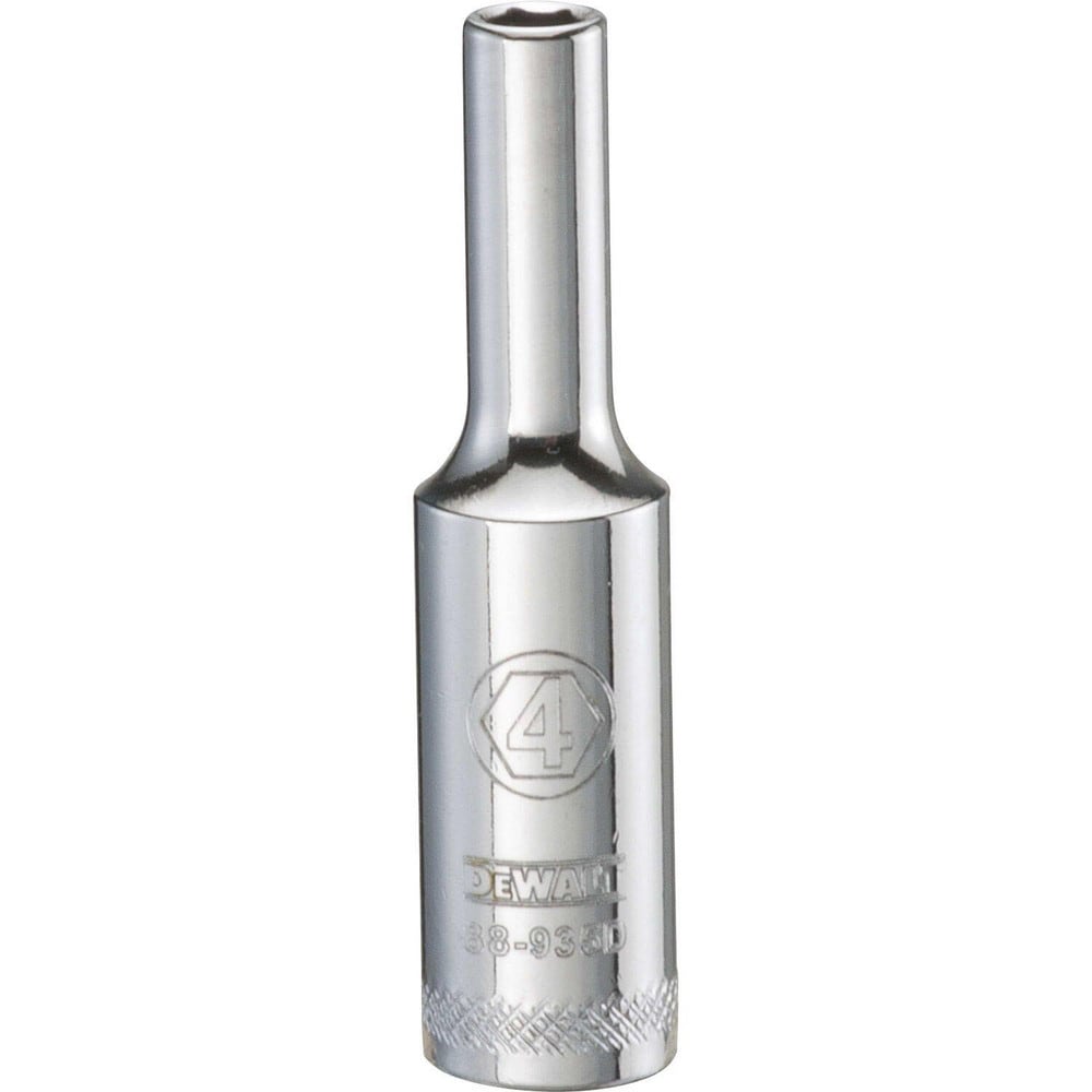 Deep Hand Socket: 1/4" Drive, 4" Socket, 6-Point