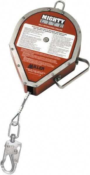 Self-Retracting Lifeline: 420 lb Capacity, 100.00' Lifeline, Carabiner