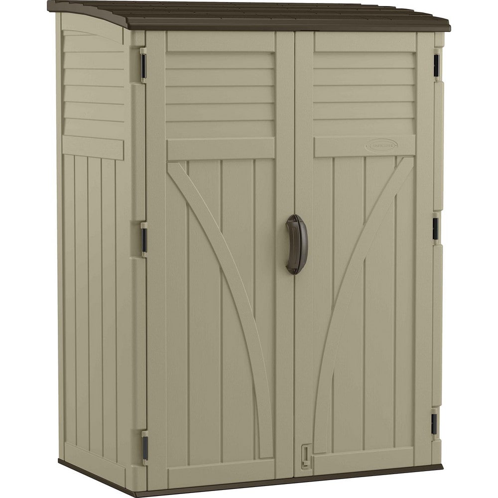 Sheds; Shed Type: Vertical Storage Shed; Overall Width: 53 in; Overall Depth: 32.5 in; Overall Height: 71.5 in; Overall Capacity: 54 ft³; Material: Resin; Color: Sand