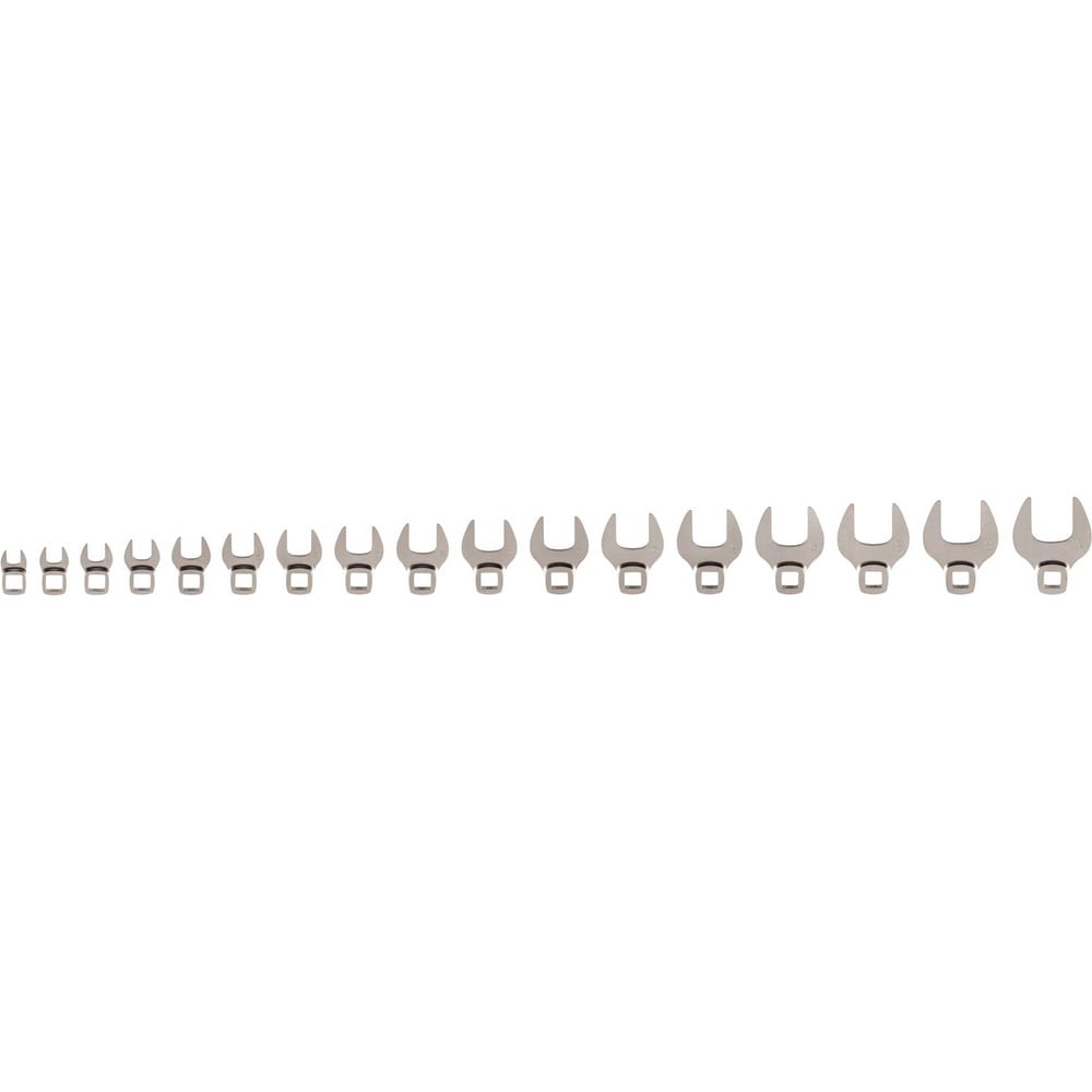 Crowfoot Wrench Sets; Set Type: Open End Crowfoot Wrench Set; Container Type: None; Drive Size: 3/8 in; Opening Shape: Rounded; Wrench Size: 8