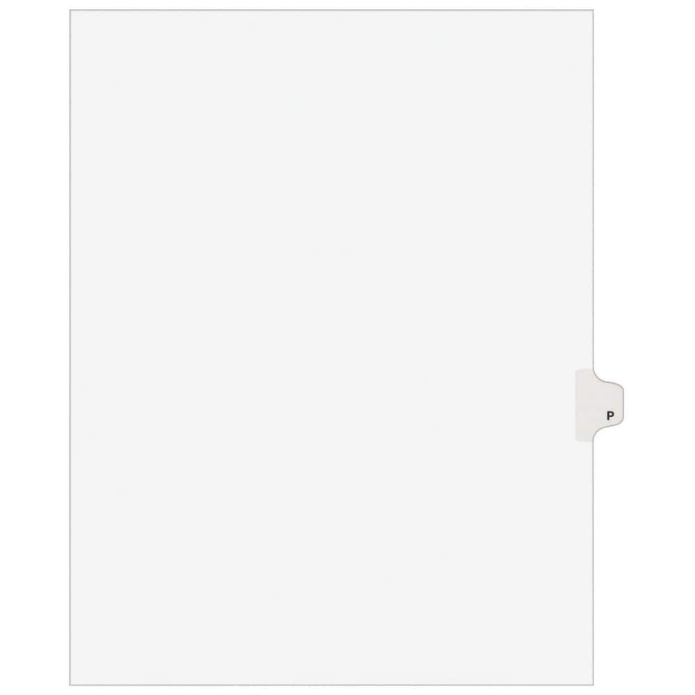 11 x 8 1/2" P Label, 1 Tabs, Unpunched, Preprinted Tab Dividers