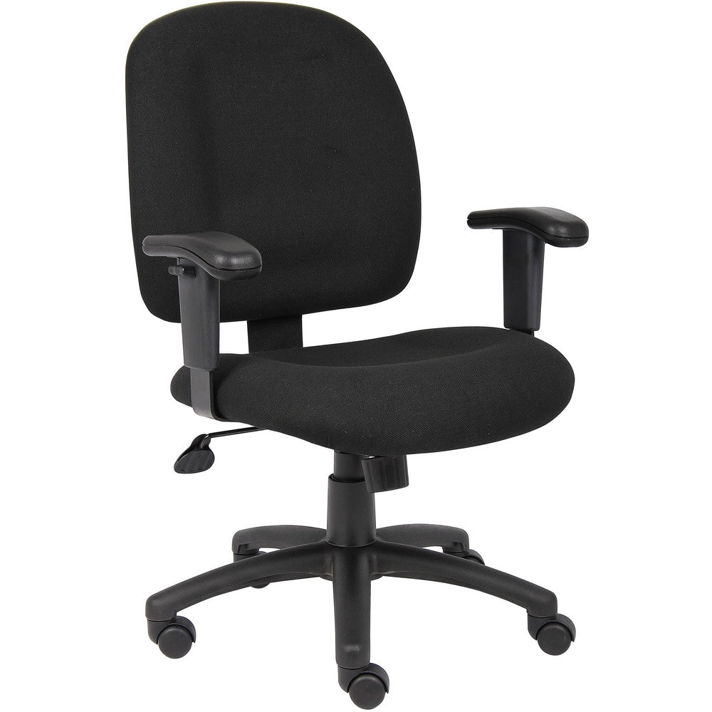 Task Chair: Chenille Fabric, Adjustable Height, Black