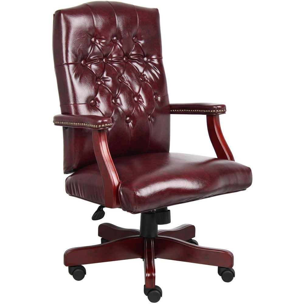 Task Chair: Vinyl, Adjustable Height, Burgundy