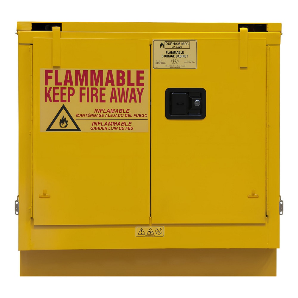 Flammable & Hazardous Storage Cabinets: 22.000 gal Drum, 2.000 Door, 1 Shelf, Self Closing, Safety Yellow