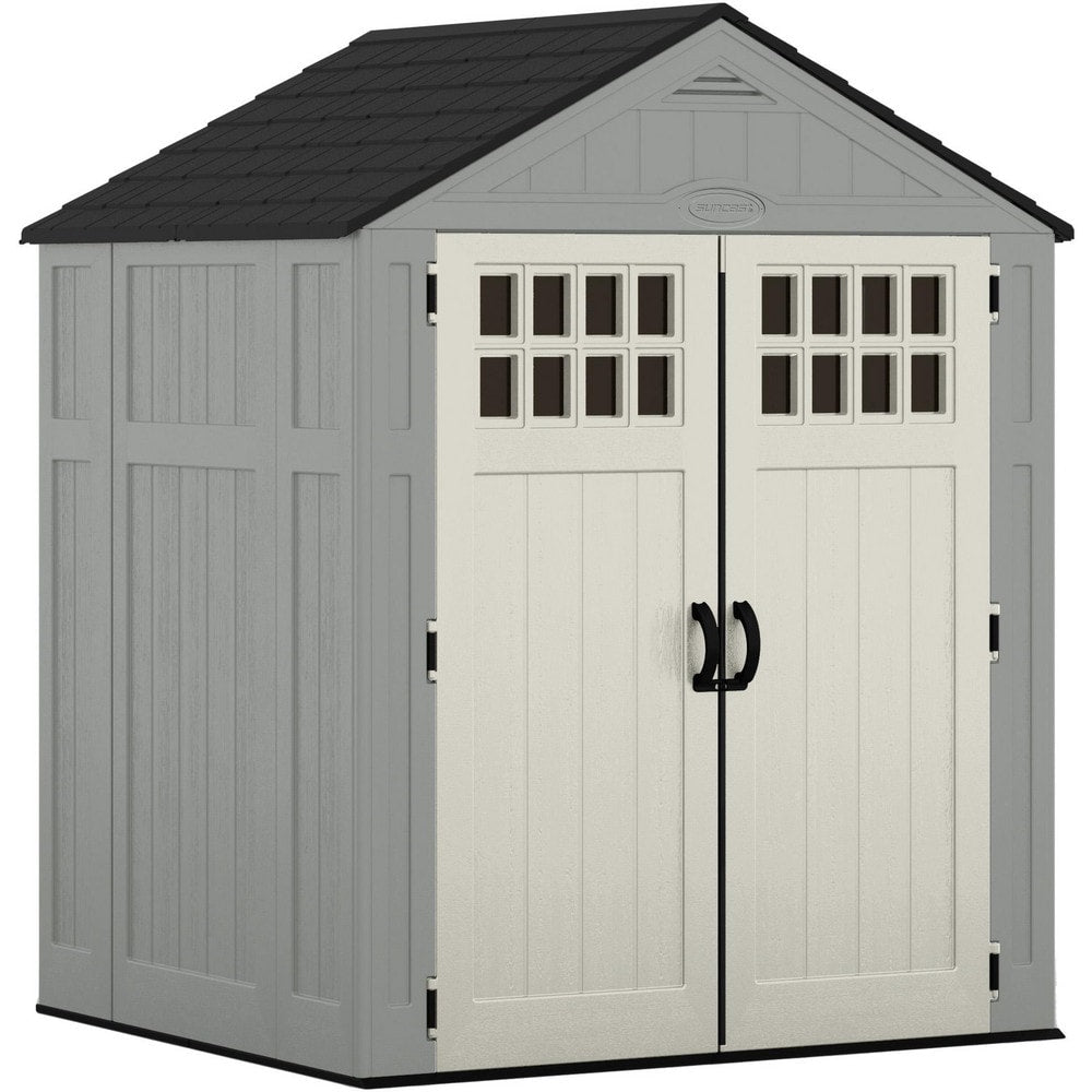 Sheds; Shed Type: Vertical Storage Shed; Overall Width: 75 in; Overall Depth: 65.25 in; Overall Height: 92.75 in; Overall Capacity: 201 ft³; Material: Resin; Color: Gray