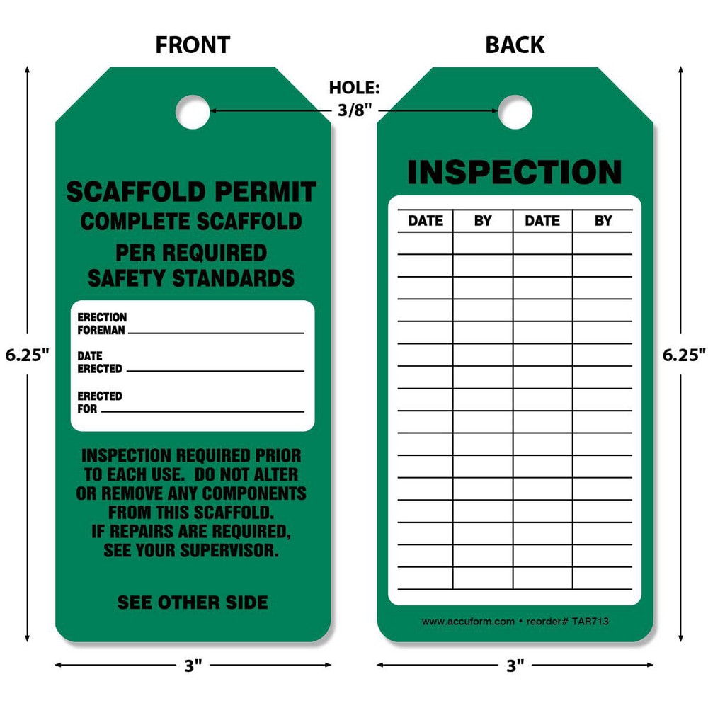 Inspection Tag: Rectangle, 6-1/4" High, Synthetic Paper, "Blank"