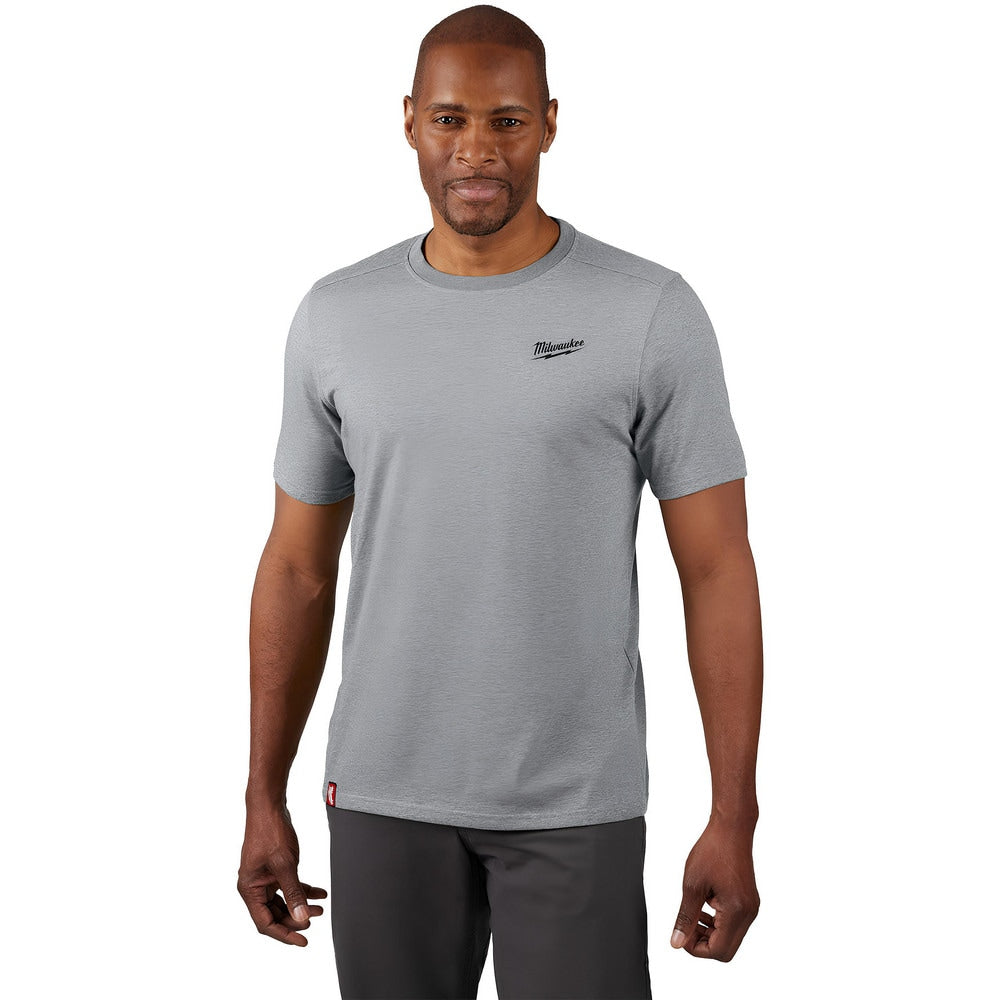 Work Shirt: Lightweight, Breathable & UV Protection, Short Sleeve, 3X-Large, Cotton & Polyester, Gray, 0 Pocket