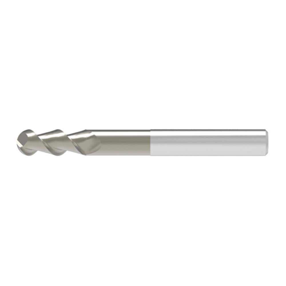 Ball End Mill: 3.00 mm Dia, 3.50 mm LOC, 2 Flute, Solid Carbide