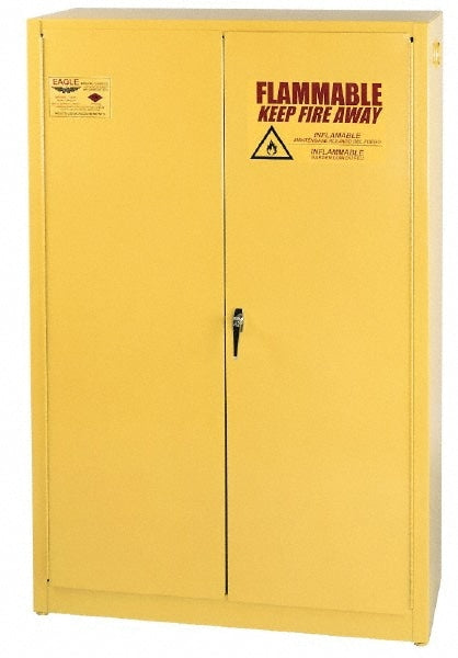 Flammable & Hazardous Storage Cabinets: 60.000 gal Drum, 2.000 Door, 2 Shelf, Self Closing