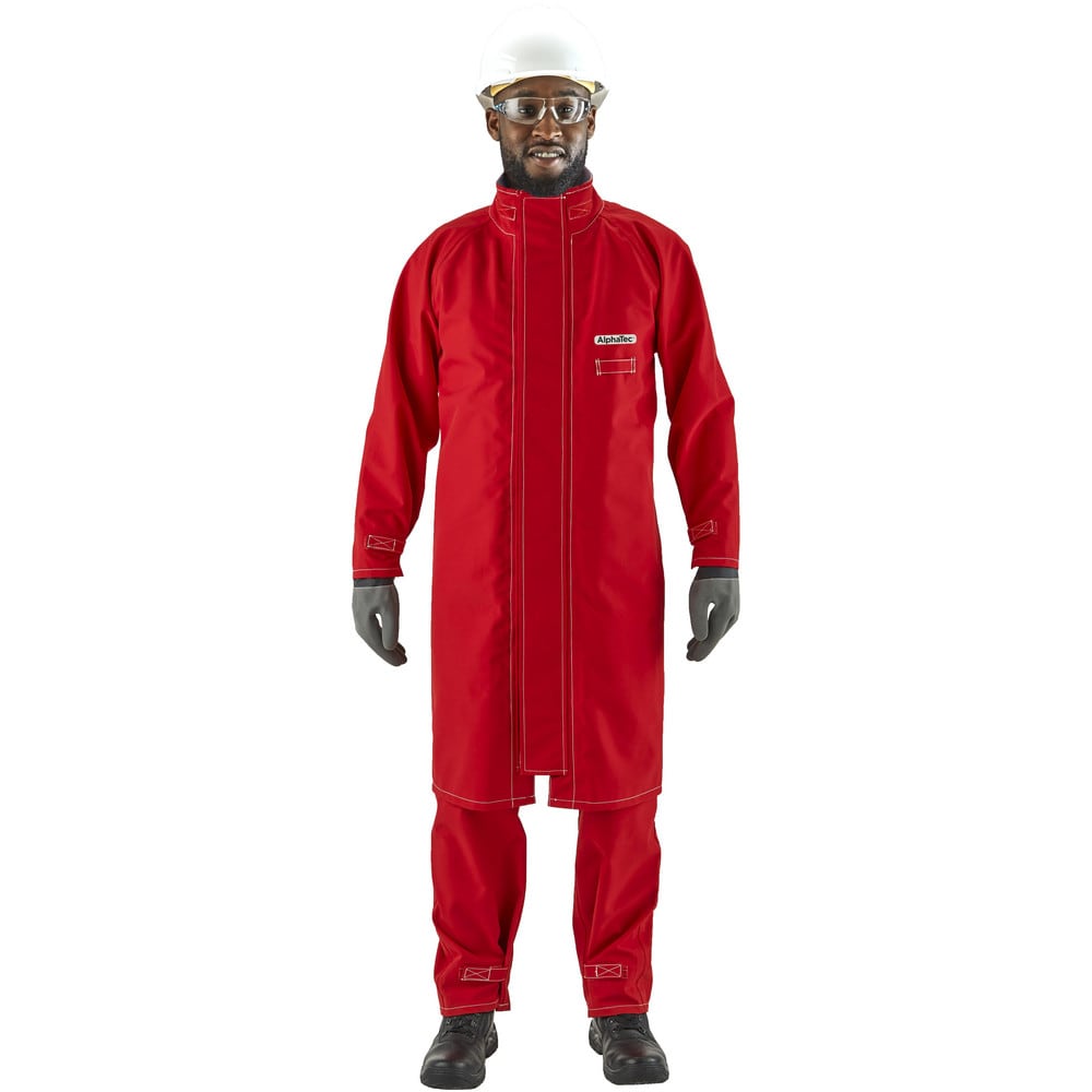 Rain & Chemical Resistant Coat: X-Large, Red, 49-52" Chest, Polyester