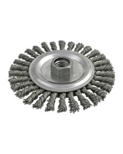 4 1/2″ Diameter × 0.187″ Width, Carbon Steel, 0.020″ Knotted Bristle, Wheel Brush