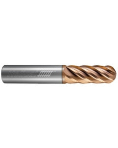 0.25″ Dia. × 0.25″ Shank × 0.5″ DOC × 2.5″ OAL, TPLUS, 6 Flute, Ballnose End Mill
