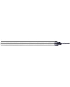 0.03″ Dia. × 5/32″ LOC × 3/16″ Shank Size × 2″ OAL, 3 Flute, 20 Degrees Body Half Taper Angle, Carbide, AlTiN Nano, Ball, Tapered End Mill