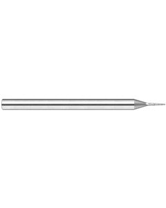 0.03″ Dia. × 5/32″ LOC × 3/16″ Shank Size × 2″ OAL, 3 Flute, 20 Degrees Body Half Taper Angle, Carbide, Uncoated, Ball, Tapered End Mill