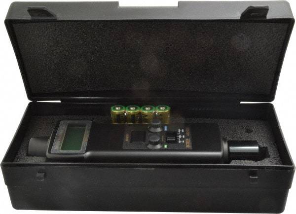 Extech - Accurate up to 0.1%, 0.1 (5 to 999.9) and 1 (1,000 to 99,999) RPM Resolution, Contact Tachometer - 8-1/2 Inch Long x 2.5591 Inch Wide x 1-1/2 Inch Meter Thick, 5 to 99,999 RPM Measurement - Apex Tool & Supply