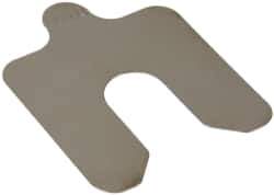 Made in USA - 20 Piece, 2 Inch Long x 2 Inch Wide x 0.01 Inch Thick, Slotted Shim Stock - Stainless Steel, 5/8 Inch Wide Slot - Apex Tool & Supply