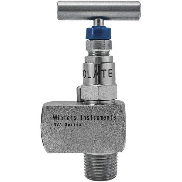 Value Collection - 1/2" Pipe, Angled Hard Seat Needle Valve - FNPT x FNPT Ends, Grade 316 Stainless Steel Valve, 10,000 Max psi - Apex Tool & Supply