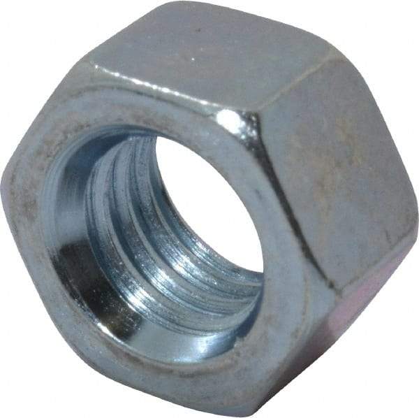 Value Collection - 3/8-16 UNC Steel Right Hand Hex Nut - 9/16" Across Flats, 21/64" High, Zinc Clear Finish - Apex Tool & Supply