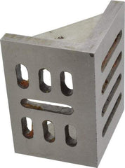 Interstate - 4-1/2" Wide x 3" Deep x 3-1/2" High Cast Iron Partially Machined Angle Plate - Slotted Plate, Through-Slots on Surface, Webbed, Single Plate - Apex Tool & Supply