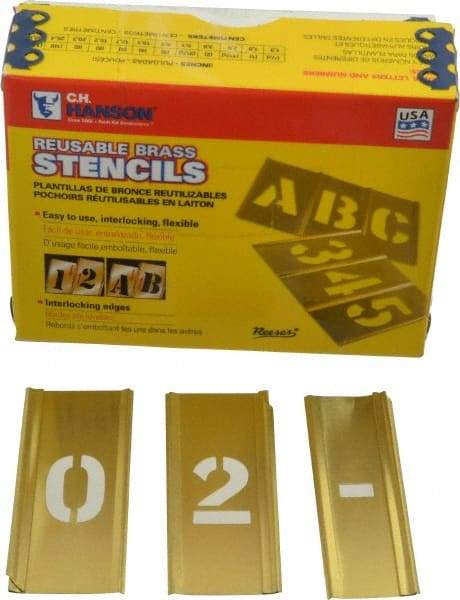 C.H. Hanson - 15 Piece, 3/4 Inch Character Size, Brass Stencil - Contains Figure Set - Apex Tool & Supply