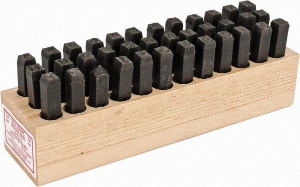 Made in USA - 36 Piece, 1/4" Character Steel Stamp Set - Apex Tool & Supply