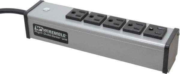 Wiremold - 5 Outlets, 120 Volts, 15 Amps, 6' Cord, Power Outlet Strip - Free Hanging Mount, 5-15 NEMA Configuration, 9-1/4" Strip, cULus Listed - Apex Tool & Supply