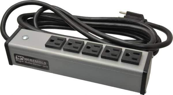 Wiremold - 5 Outlets, 120 Volts, 15 Amps, 15' Cord, Power Outlet Strip - Free Hanging Mount, 5-15 NEMA Configuration, 9-1/4" Strip, cULus Listed - Apex Tool & Supply