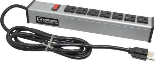 Wiremold - 7 Outlets, 120 Volts, 15 Amps, 6' Cord, Power Outlet Strip - Free Hanging Mount, 5-15 NEMA Configuration, 13" Strip, cULus Listed - Apex Tool & Supply