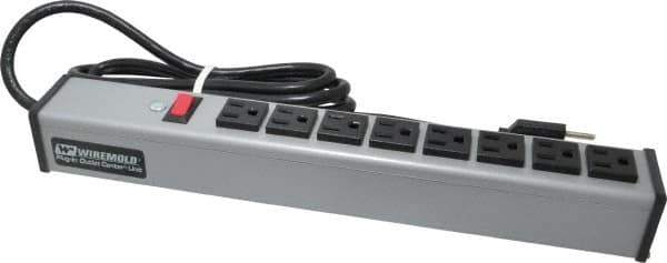 Wiremold - 8 Outlets, 120 Volts, 15 Amps, 6' Cord, Power Outlet Strip - Free Hanging Mount, 5-15 NEMA Configuration, 15" Strip, cULus Listed - Apex Tool & Supply