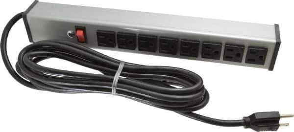 Wiremold - 8 Outlets, 120 Volts, 15 Amps, 15' Cord, Power Outlet Strip - Free Hanging Mount, 5-15 NEMA Configuration, 15" Strip, cULus Listed - Apex Tool & Supply