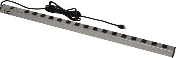 Wiremold - 16 Outlets, 120 Volts, 15 Amps, 15' Cord, Power Outlet Strip - Raceway Mount, 5-15 NEMA Configuration, 48" Strip, cULus Listed - Apex Tool & Supply