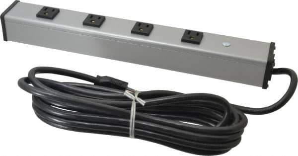 Wiremold - 4 Outlets, 120 Volts, 15 Amps, 15' Cord, Power Outlet Strip - Free Hanging Mount, 5-15 NEMA Configuration, 16" Strip, cULus Listed - Apex Tool & Supply