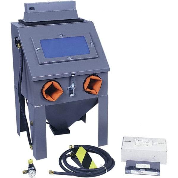 Econoline - 19" Wide x 33" High x 17" Deep Sand Blasting Cabinet - Suction Feed, 12" CFM at 80 PSI, 16" Working Height x 18 Working Width x 16" Working Depth, 18" Opening Length x 12" Wide Opening - Apex Tool & Supply
