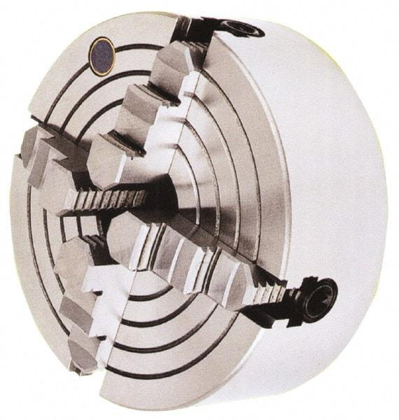 Interstate - 4 Jaw, 10" Diam, Independent Manual Lathe Chuck - D1-4 Mount, 2.756" Through Hole Diam, Cast Iron (Semi-Steel) - Apex Tool & Supply