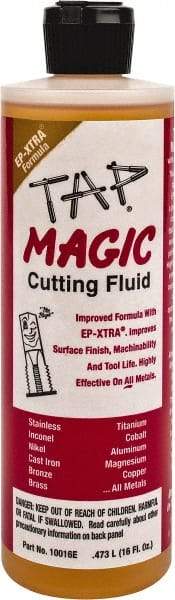 Tap Magic - Tap Magic EP-Xtra, 1 Pt Bottle Cutting & Tapping Fluid - Semisynthetic, For Boring, Broaching, Drilling, Engraving, Facing, Milling, Reaming, Sawing, Threading, Turning - Apex Tool & Supply