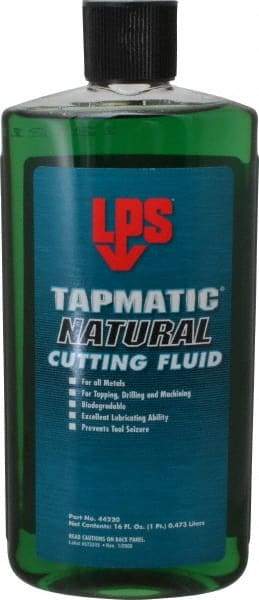 LPS - Tapmatic Natural, 16 oz Bottle Cutting & Tapping Fluid - Straight Oil, For Boring, Broaching, Drilling, Engraving, Facing, Milling, Reaming, Sawing, Tapping, Threading, Turning - Apex Tool & Supply