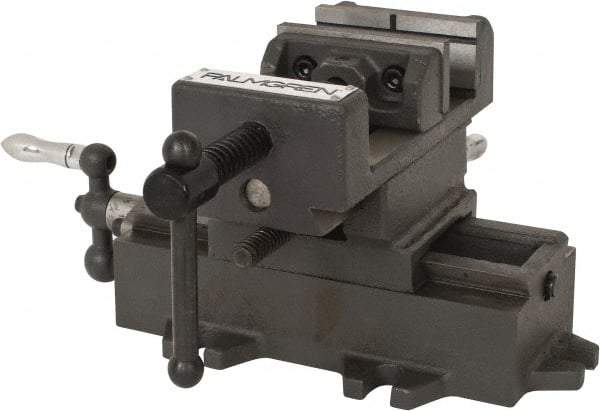 Palmgren - 3" Jaw Opening Capacity x 1-3/8" Throat Depth, Horizontal Drill Press Vise - 3" Wide Jaw, Cross Slide Base, Standard Speed, 5-1/2" OAL x 5-5/8" Overall Height - Apex Tool & Supply