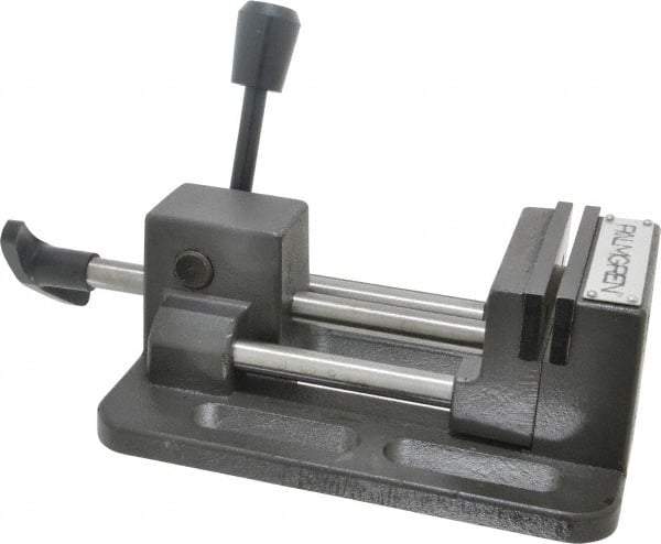 Palmgren - 3" Jaw Opening Capacity x 1" Throat Depth, Horizontal Drill Press Vise - 3" Wide Jaw, Stationary Base, Standard Speed, 12-1/4" OAL x 2-3/4" Overall Height - Apex Tool & Supply