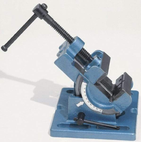 Palmgren - 3" Jaw Opening Capacity x 1-1/8" Throat Depth, Angle Drill Press Vise - 3" Wide Jaw, Stationary Base, Rapid Action, 6-1/2" OAL x 4" Overall Height - Apex Tool & Supply