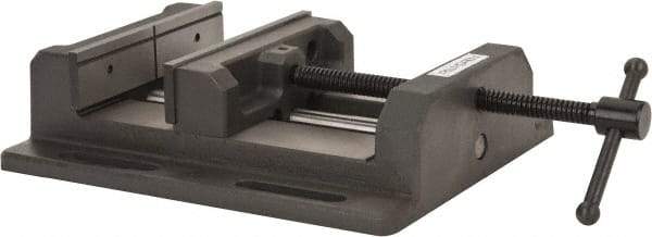 Palmgren - 8" Jaw Opening Capacity x 2" Throat Depth, Horizontal Drill Press Vise - 8" Wide Jaw, Stationary Base, Standard Speed, 15-1/2" OAL x 3-9/16" Overall Height - Apex Tool & Supply