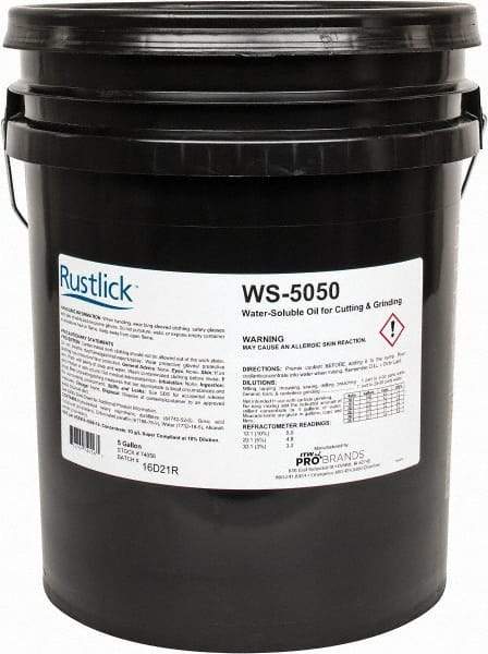 Rustlick - Rustlick WS-5050, 5 Gal Pail Cutting & Grinding Fluid - Water Soluble, For Broaching, CNC Machining, Drilling, Milling - Apex Tool & Supply
