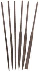 Value Collection - 6 Piece Swiss Pattern File Set - 4" Long, 2 Coarseness, Set Includes Equalling, Flat, Half Round, Round, Square, Three Square - Apex Tool & Supply