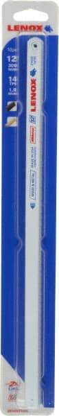 Lenox - 12" Long, 14 Teeth per Inch, Bi-Metal Hand Hacksaw Blade - Toothed Edge, 1/2" Wide x 0.025" Thick, Flexible - Apex Tool & Supply